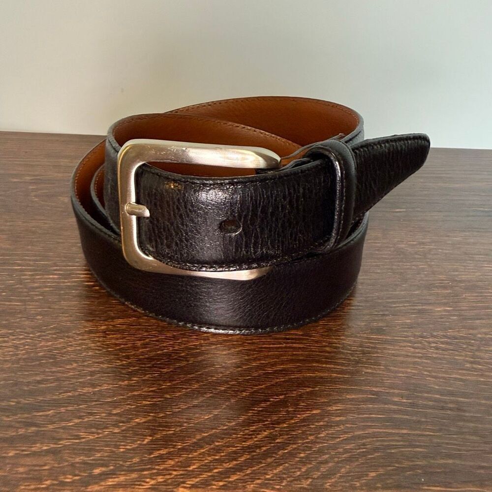 Men’s Wearhouse Men’s  black silver leather Belt size 36 1” width